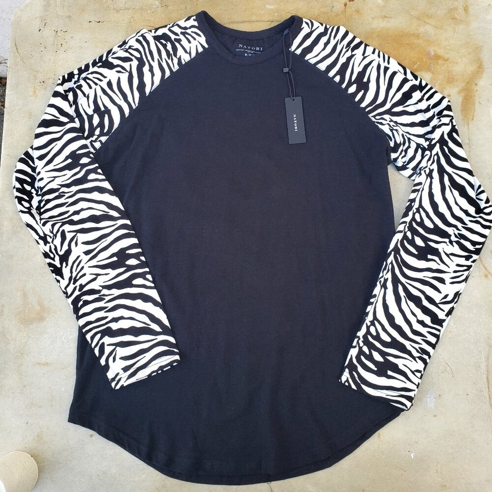 zebra print raglan long sleeve tee shirt kaede jersey NWT